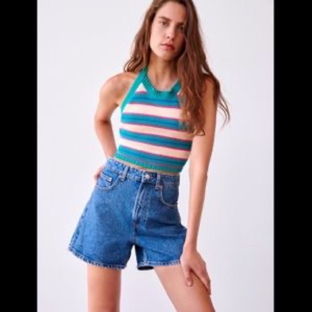 never worn Zara Knit Striped Halter Top